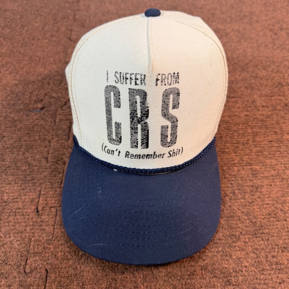 Mohr's CRS Can't Remember Shit Novelty Trucker Hat Navy Cream Snapback OSFA